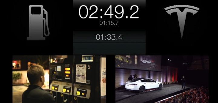 Démonstration de la station de changement de pile de Tesla!