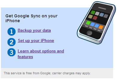 google sync pour iphone2 - Google Sync permet la synchronisation des contacts et des calendriers!