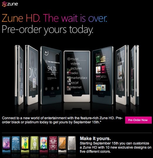 zunehd preorder3 - Zune HD :: Lancement, prix et couleurs!